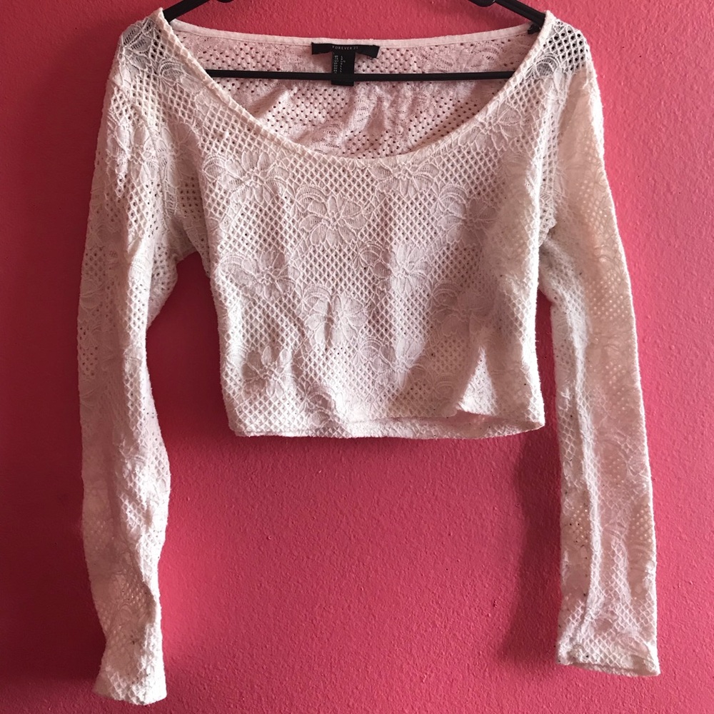 White lace crop top